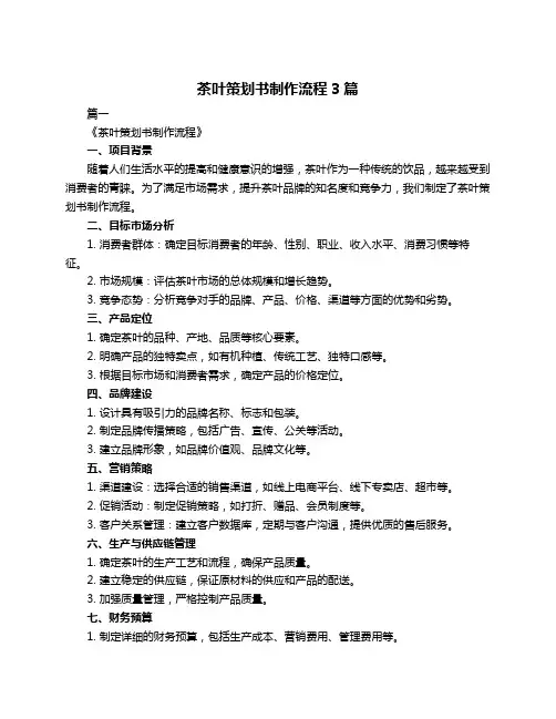 茶叶策划书制作流程3篇