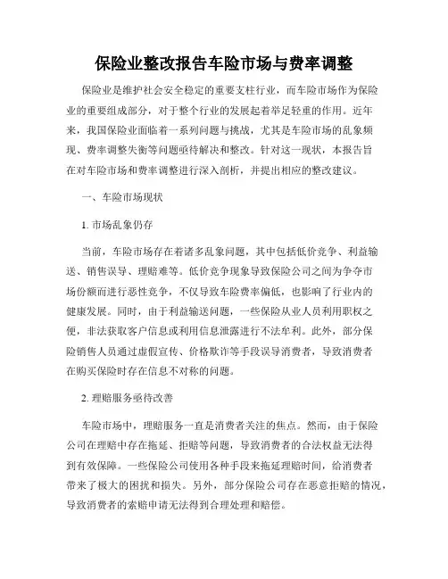 保险业整改报告车险市场与费率调整
