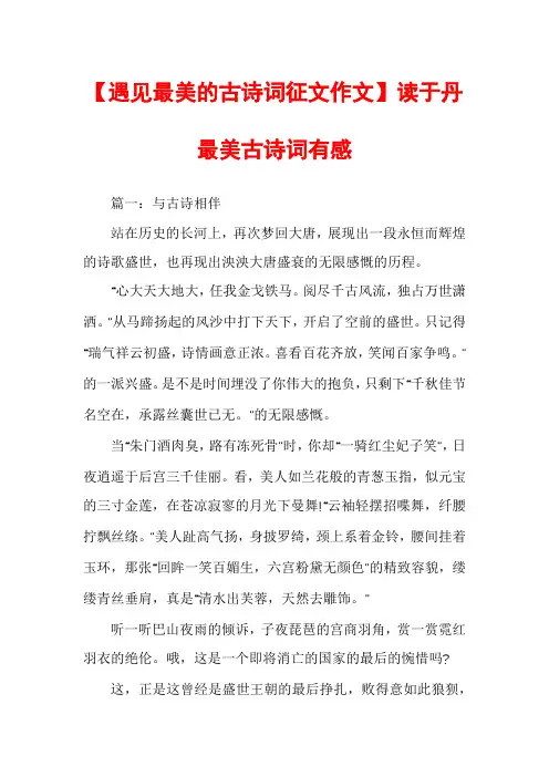 【遇见最美的古诗词征文作文】读于丹最美古诗词有感