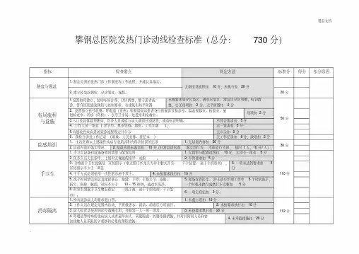 院感动线检查标准(发热门诊)