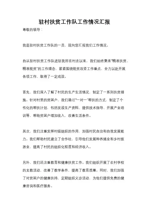 驻村扶贫工作队工作情况汇报