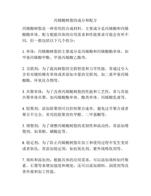 丙烯酸树脂的成分和配方