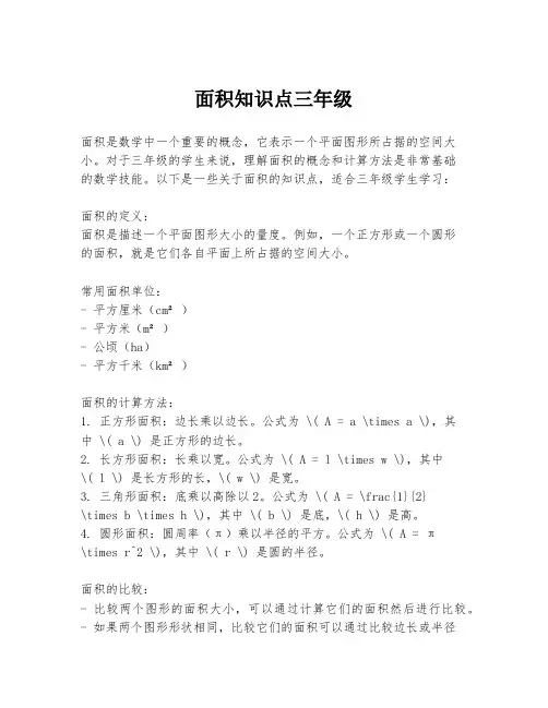 面积知识点三年级