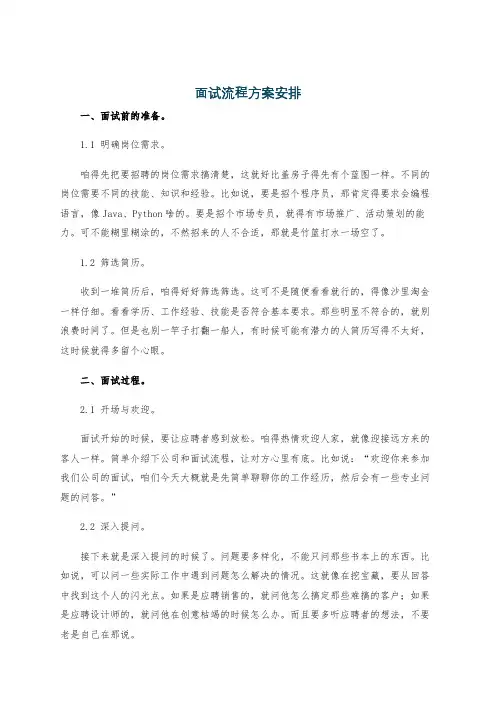 面试流程方案安排