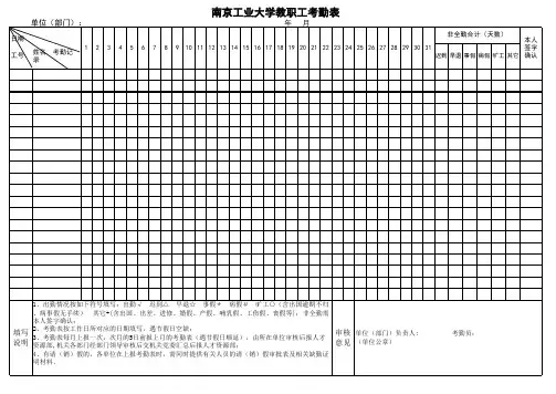 南京工业大学教职工考勤表