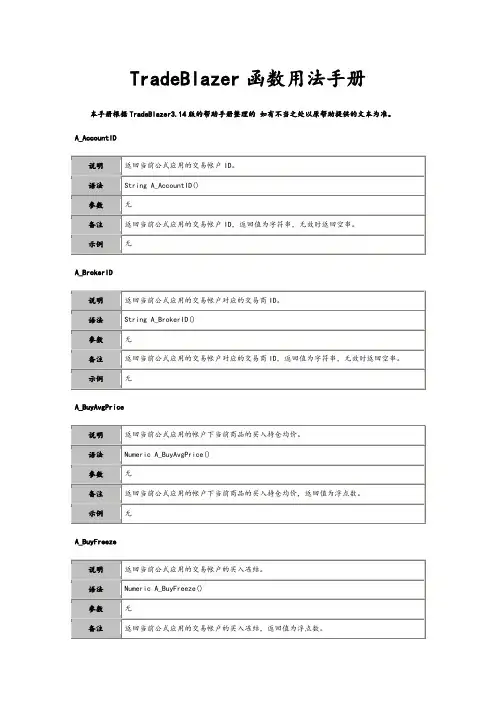 TB函数用法手册(完整版)