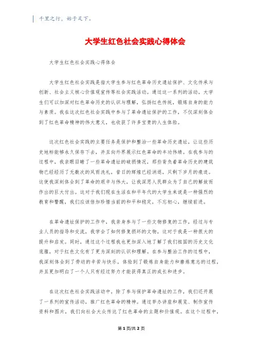 大学生红色社会实践心得体会