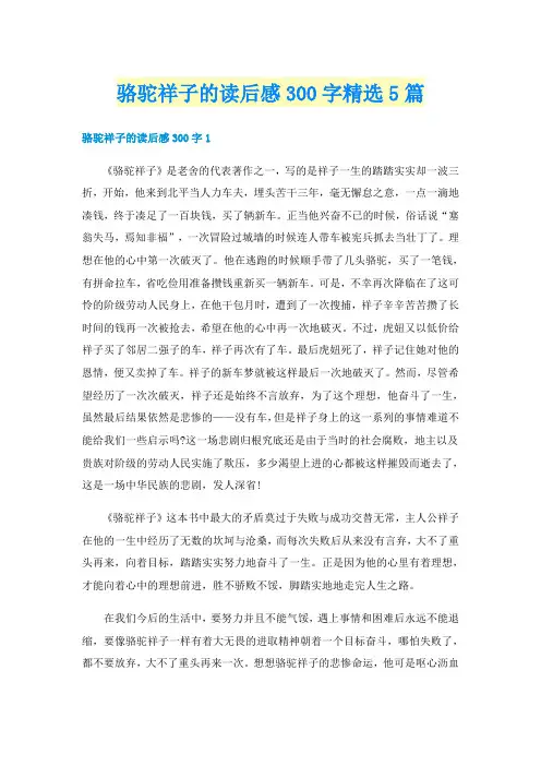 骆驼祥子的读后感300字精选5篇