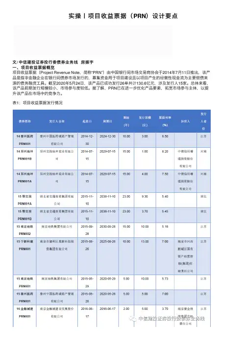 实操丨项目收益票据（PRN）设计要点