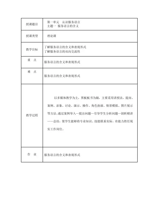 服务语言1.2单元