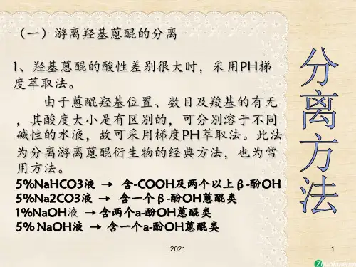 醌类化合物的提取分离及结构测定PPT课件