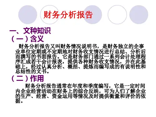 经济活动分析报告和财务分析报告ppt课件