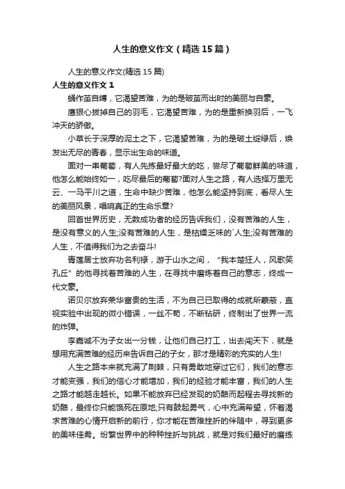 人生的意义作文（精选15篇）