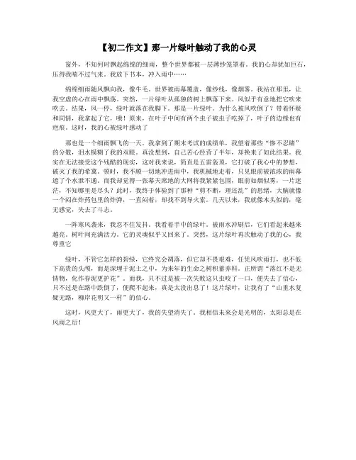 【初二作文】那一片绿叶触动了我的心灵