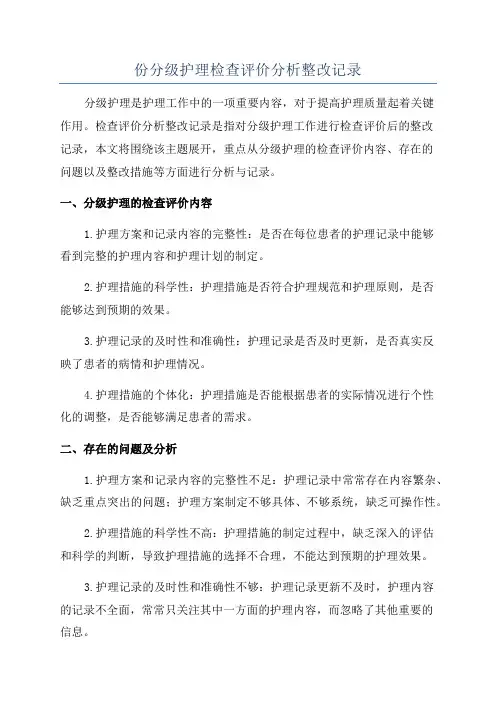 份分级护理检查评价分析整改记录