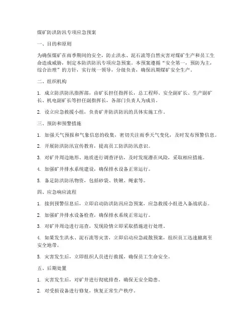 煤矿防洪防汛专项应急预案范文