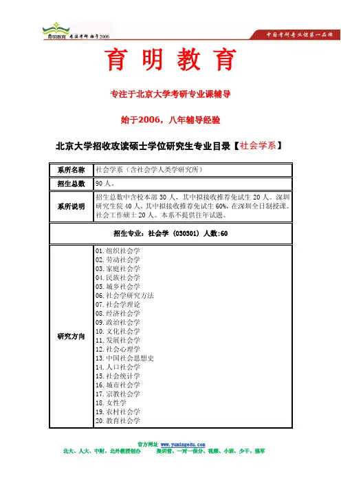 北京大学社会学考研专业课出题导师名单、简介