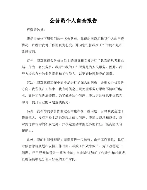 公务员个人自查报告