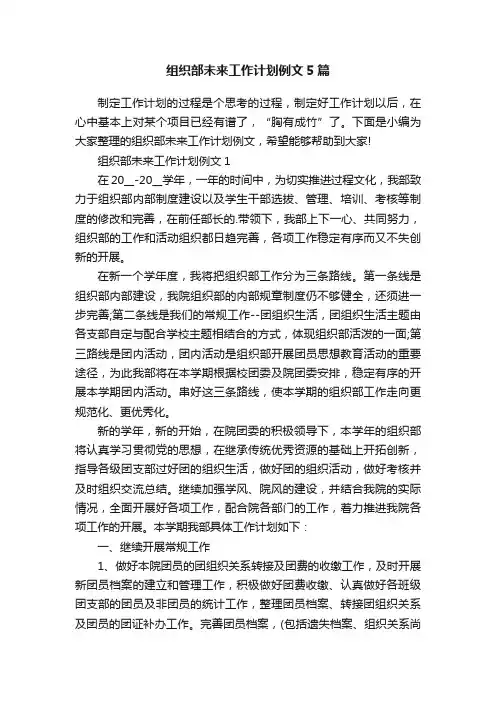 组织部未来工作计划例文5篇