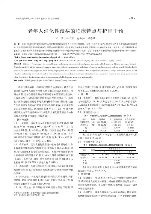 老年人消化性溃疡的临床特点与护理干预