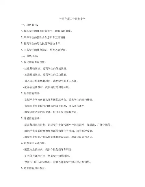 体育年度工作计划小学
