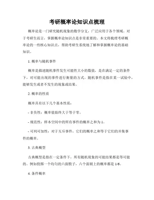 考研概率论知识点梳理