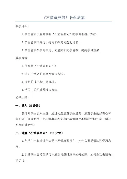 《不懂就要问》教学教案
