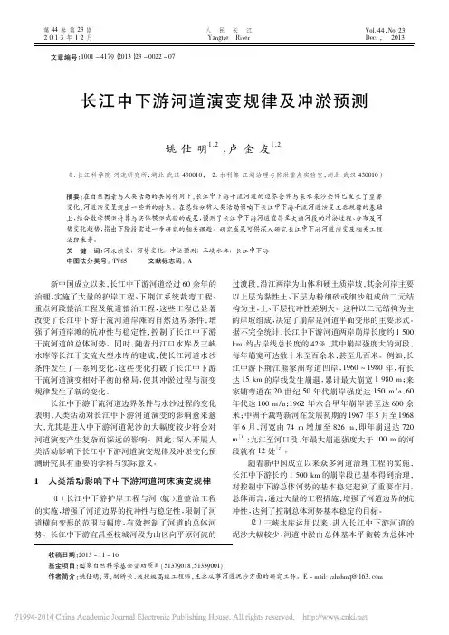 长江中下游河道演变规律及冲淤预测_姚仕明