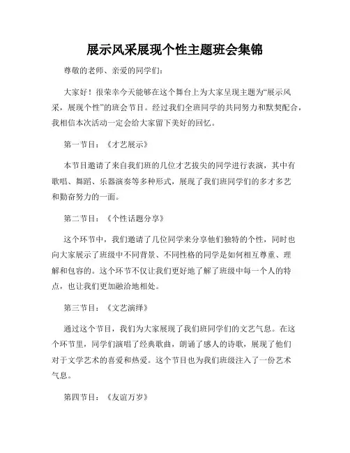 展示风采展现个性主题班会集锦