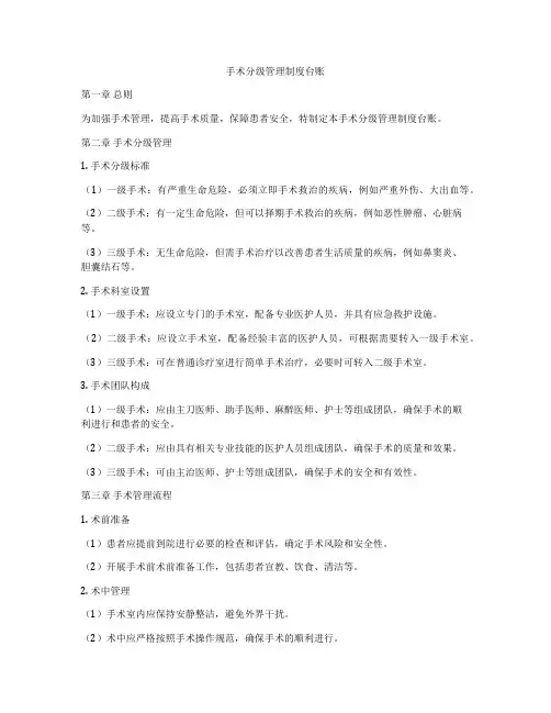 手术分级管理制度台账