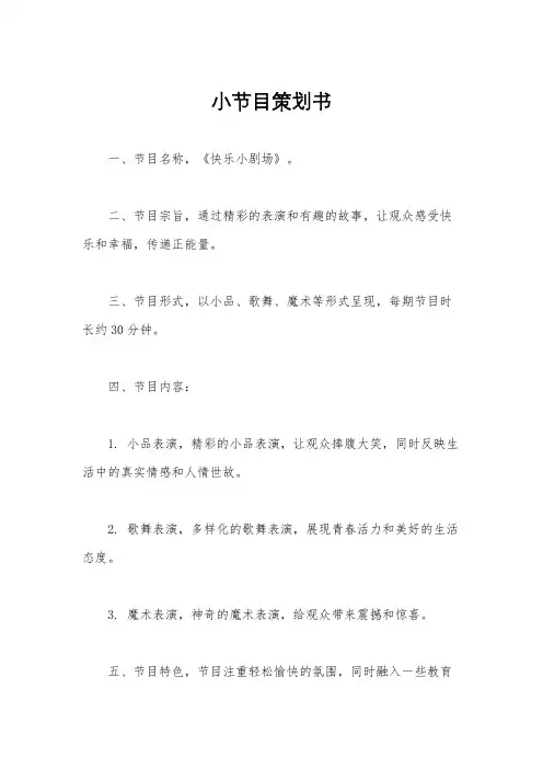 小节目策划书
