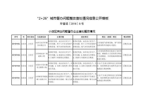 226城市督办问题整改查处情况信息公开模板
