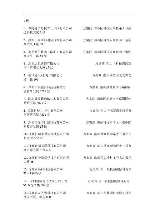 手机方案公司名录