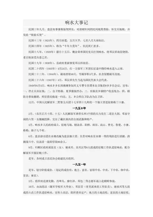 响水大事记