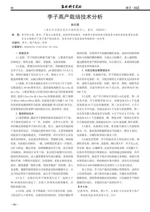 李子高产栽培技术分析
