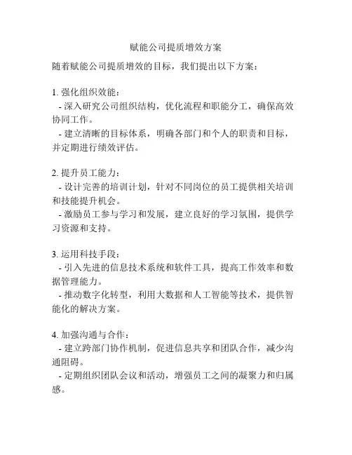 赋能公司提质增效方案