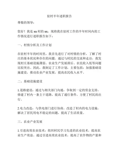驻村半年述职报告