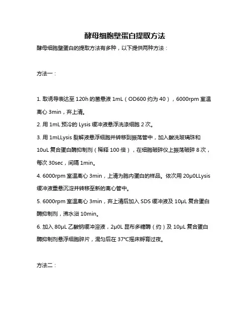 酵母细胞壁蛋白提取方法