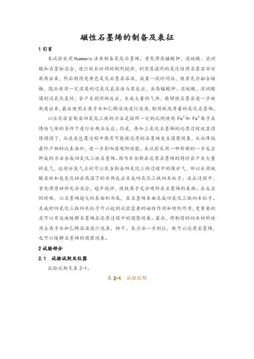 磁性石墨烯的制备及表征