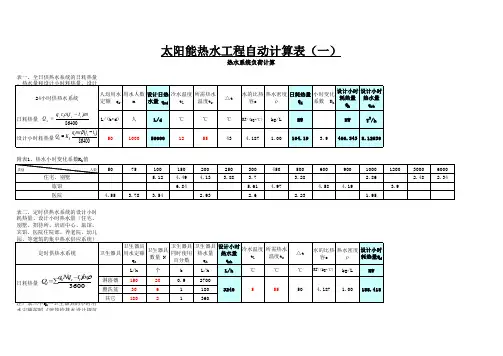 太阳能热水负荷自动计算表