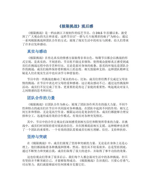 《极限挑战》观后感