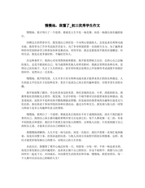 慢慢地,我懂了_初三优秀学生作文