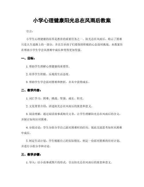 小学心理健康阳光总在风雨后教案