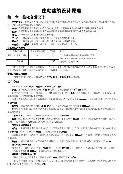 住宅建筑设计原理重点整理