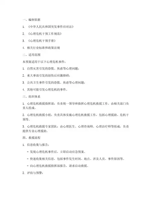 心理危机救援应急预案