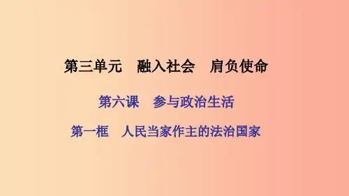 九年级政治全册第三单元融入社会肩负使命第六课参与政治生活第一框人民当家作主的法治国家习题新人教版