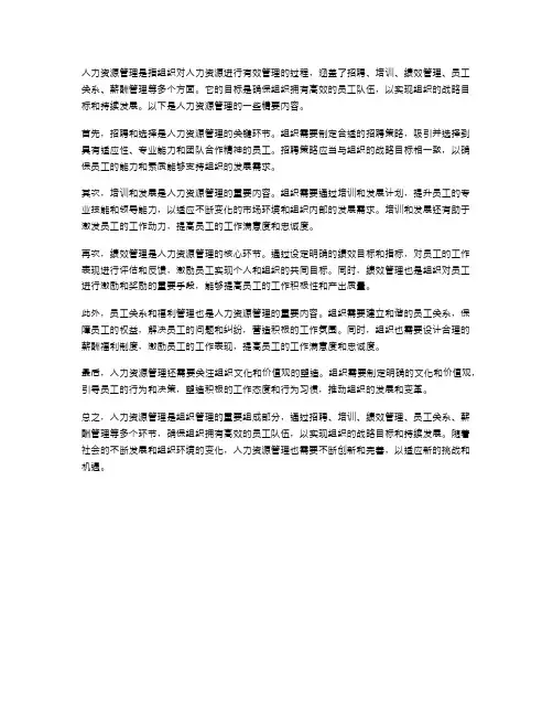人力资源管理精要