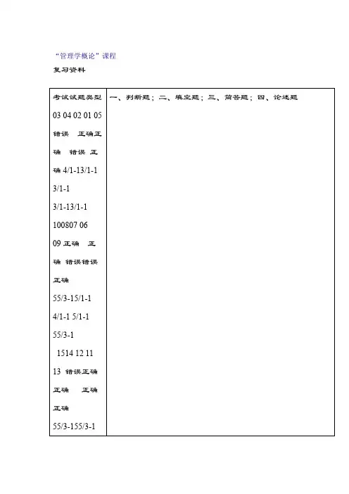南开大学管理学概论含复习资料