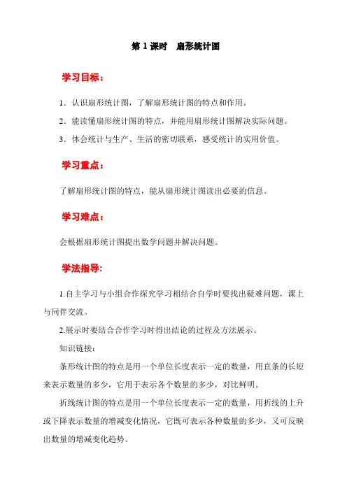 最新人教版小学六年级上册数学《扇形统计图》导学案