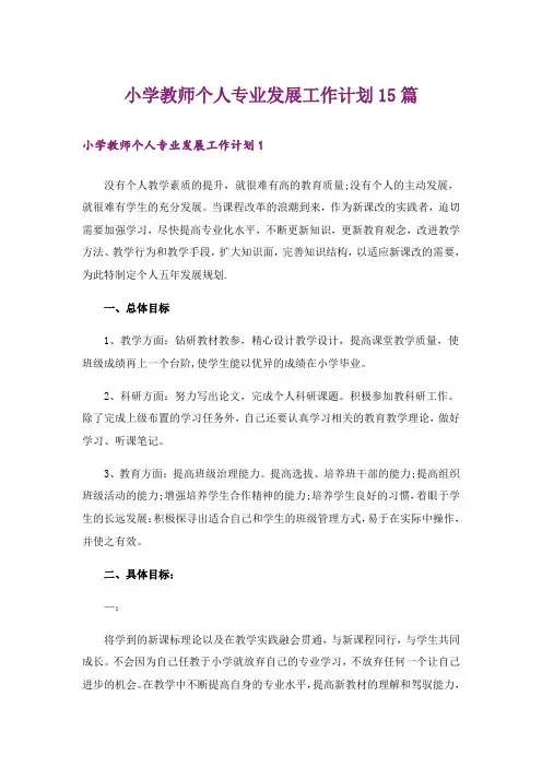 小学教师个人专业发展工作计划15篇